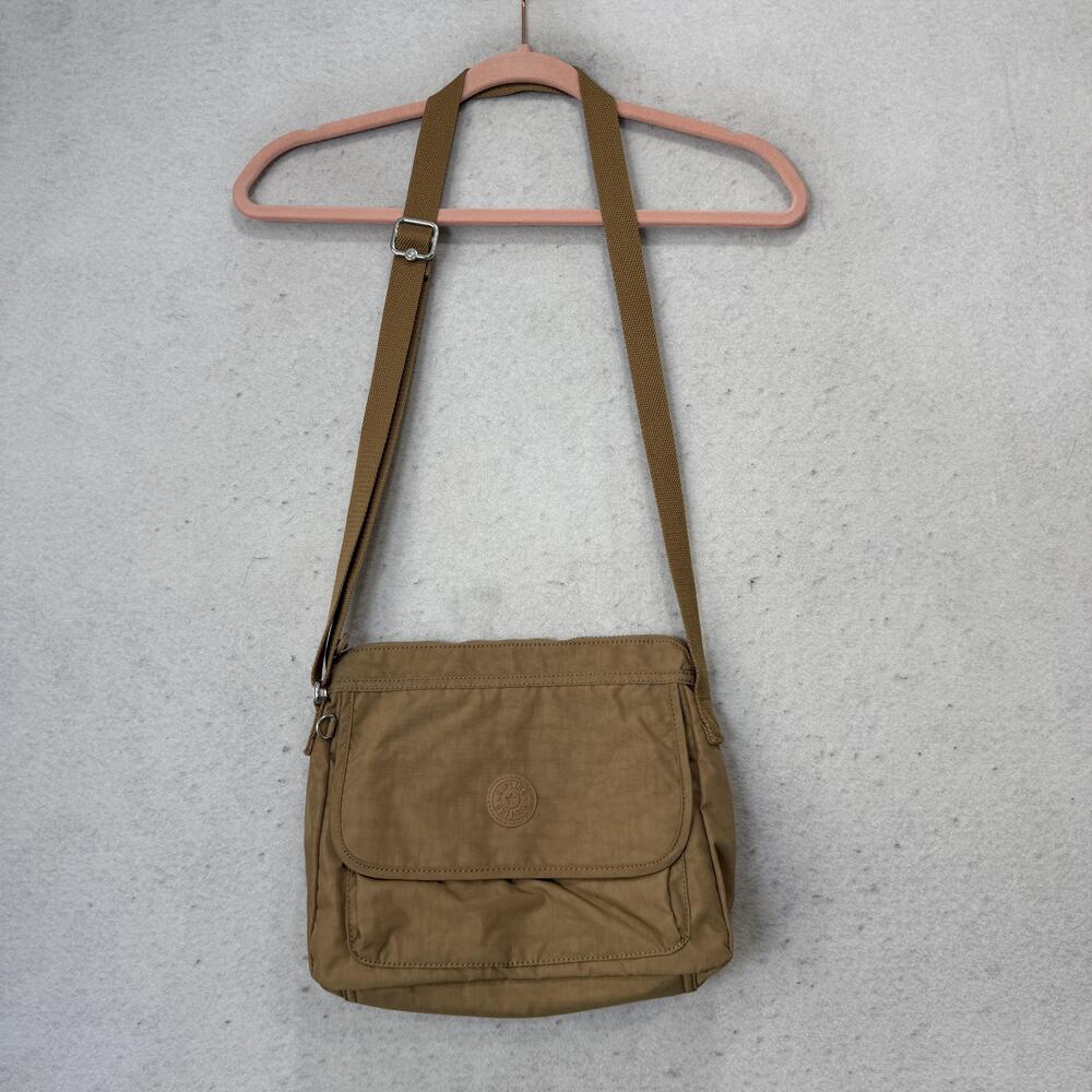 Kipling Crossbody Bag Womens Medium Brown Live Light Nylon Zip Pockets Travel